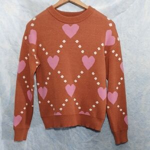 THML Womens SZ M SweetHeart Sweater Burnt Orange
